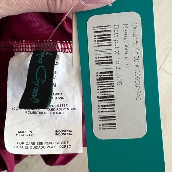 Women's Cut Out Strap One Piece Swimsuit - Aqua Green® Dark Red m - Picture 4 of 7